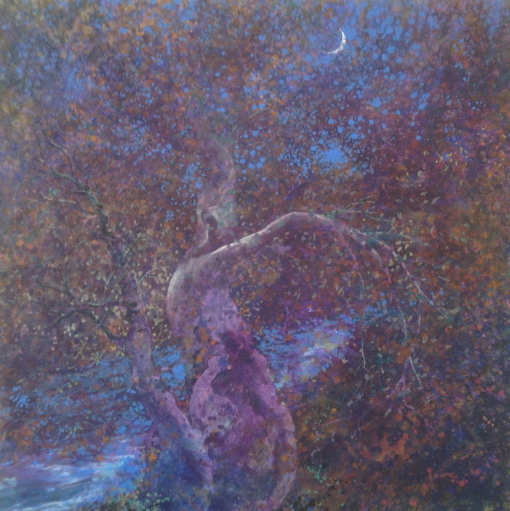 CLIMB TO THE MOON, 28 X 28, acrylic on canvas